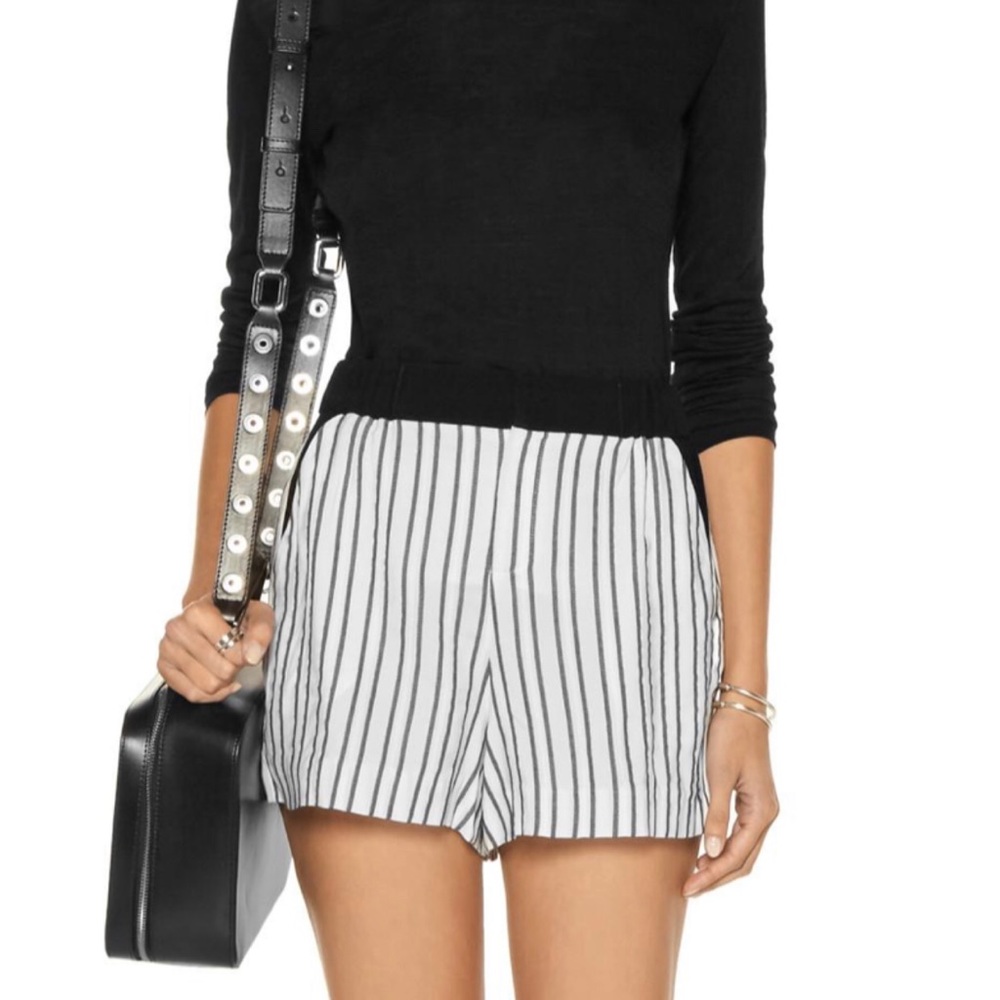 Maje striped elastic band shorts